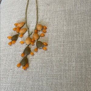 Gold and Orange Nature-Inspired Pendant Necklace
